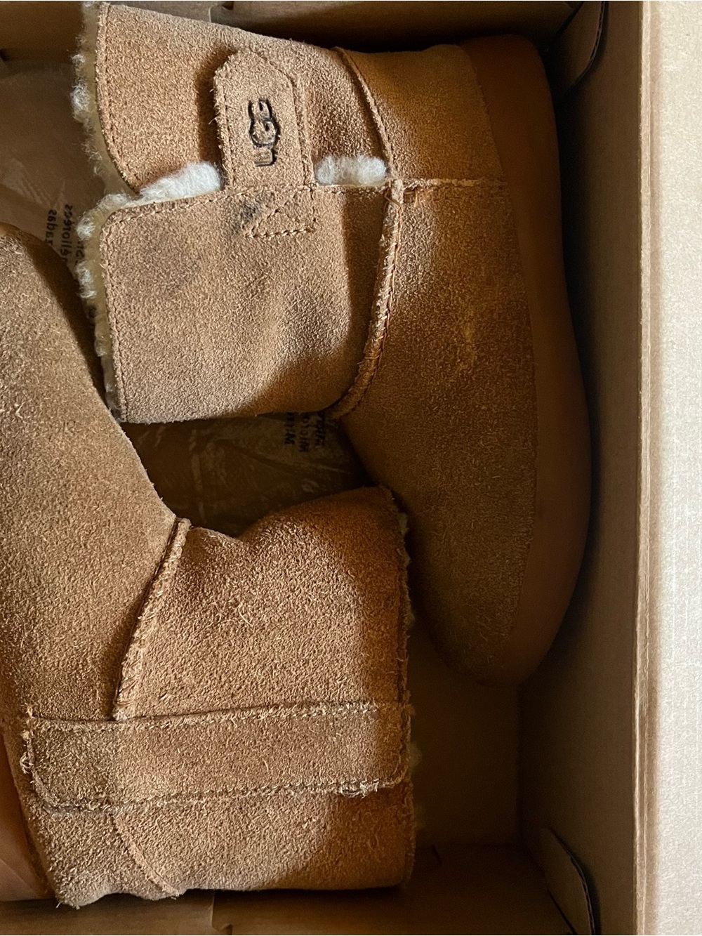 UGG Chestnut Suede Shearling Bootie Slippers